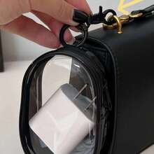 1 pieza Bolsa de almacenamiento con cremallera transparente en blanco y negro + 1 pieza de gancho, se puede llevar y colgar en la bolsa, adecuado para auriculares, estuche de carga, llavero, anillos, bolsa de accesorios de viaje transparente