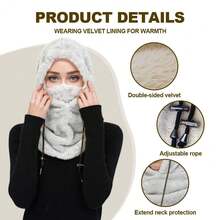 1 chiếc mặt nạ trượt tuyết bằng vải nỉ ấm áp màu trơn, kiểu Balaclava, unisex, chống gió, giữ ấm cổ mùa đông. - A - Xem 2