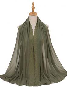 1 lenço hijab muçulmano de chiffon elegante com bordado de rosas para abaya - Multicolorido - Ver 7
