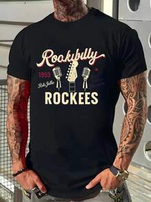 Camiseta Hombre Negra Estilo Rockabilly Vintage 1959, 100% Algodón, 180g, Ideal para Eventos Retro y Aficionados al Rockabilly, Moda Clásica,playeras de hombre,blusas mexicanas de septiembre,ropa de hombre,playeras,halloween,ropa deportiva hombre,camisas de hombre,sudaderas - Negro - Ver 1