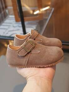 1 Pair Round Toe Soft Bottom Hook And Loop Casual Flats, Suitable For Students Everyday Wear, Spring/Autumn, Infant/Toddler Shoes