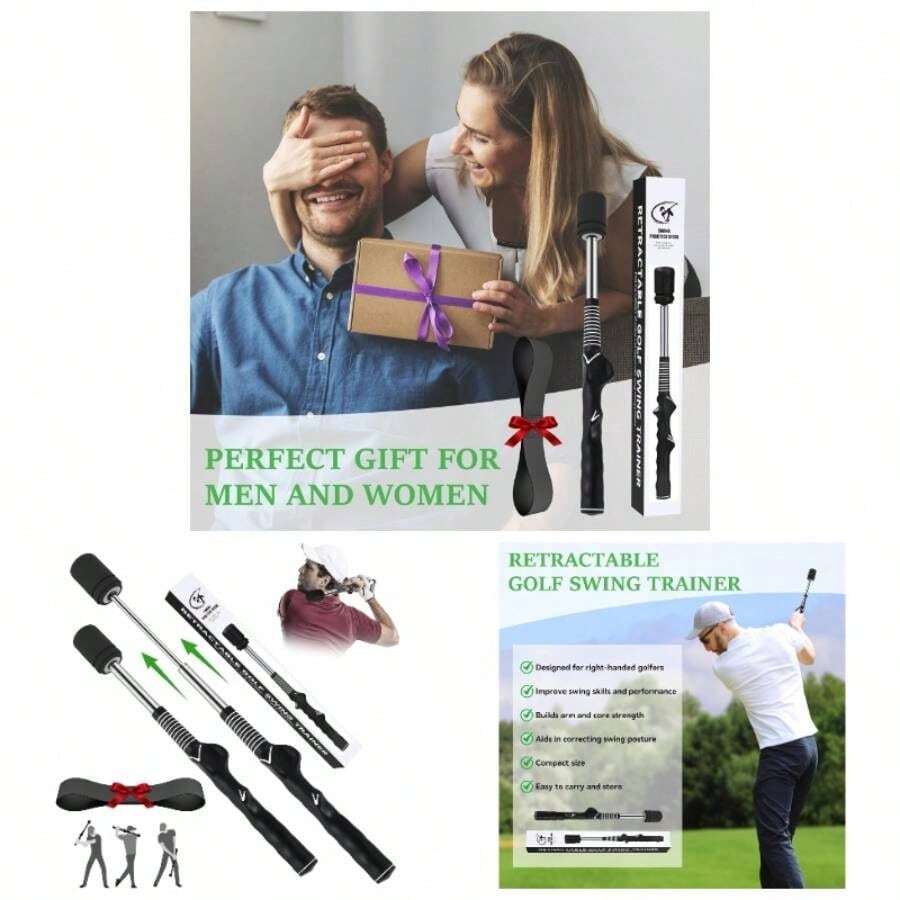 Swing Training Aid, Retractable Grip Trainer Training, Swing Trainer With Arm Band Warm - Right - Handed Grip Trainer Club Indoor Outdoor Use - Initial - View 1