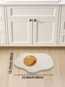 1pc Cartoon Egg Bathroom Rug, Soft Absorbent Bath Mat Accessories, Non-Slip Backing Carpet And Machine Washable, Suitable For Living Room, Vanity, Bathtub, Shower, Sink, Khaki, Thickened & Plush Entryway Decor Bathroom Kitchen Decor, Laundry Room, Festival Decor Room, Entryway Rug, Runner Rug, Autumn, Winter, Bedroom Decoration, Autumn Decor, Carpet, Halloween, Thanksgiving, Christmas Decoration