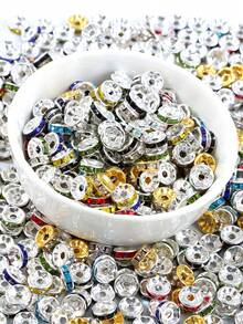 50/100/200Pcs 8mm Christmas Rhinestone Glass Spacer Beads For DIY Jewelry Making, Suitable For DIY Bracelets Necklaces And Craft Gifts, Christmas Gifts