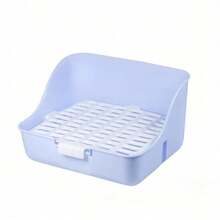 宠物兔砂盆，防溅尿盆，适用于雪貂、豚鼠、兔子、龙猫，方形砂盆，带钢丝/塑料底网 - 彩色 - 查看 14