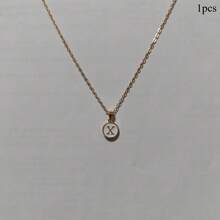 Gold Exquisite Stainless Steel Shell Letter Pendant Necklace, Optional From A-Z, Round Head Pendant Necklace With Waterproof Collarbone Chain, Suitable For Daily Wear