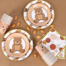10/20/40pcs Brown Bear Birthday Party Cups - Teddy Bear First Birthday Decoration For BabyShower Wedding Birthday Party Decorations - Disposable Paper Cups Teddy Bear Theme Party Decorations Festive Tablewares - Brown - View 6
