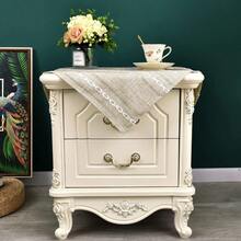 Rustic Farmhouse Embroidered Small Square Tablecloth Jacquard Striped Table Cloth Linen Washable Side Table Cover Kitchen Dining Home Decoration Yellow 24x24 Inch