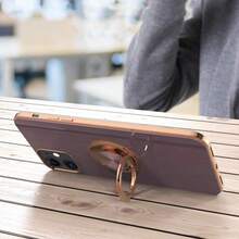 Omorro Compatible With IPhone 15 Pro Max Case With Ring Kickstand Holder 360° Rotation Ring Case With Stand Rose Gold Plating Edge Work With Magnetic Car Mount Case For Women Girls Black - Black - View 3