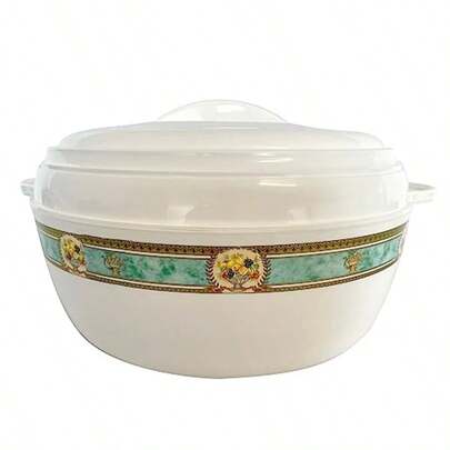 The House Of Florence Karishma Green Foil Band Insualted Food Warmer White 10 Litre Capacity