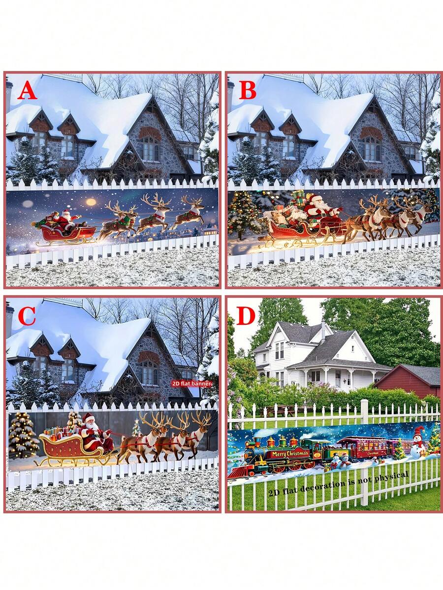 2D Flat Christmas Banner, 1PC Holiday Banner, Christmas Porch Banner, Fabric Christmas Banner, Holiday Banner, Santa Claus Gift Long Banner, Party Banner, Christmas Party Banner