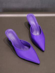 女士尖头穆勒拖鞋，细高跟户外服装，2025 年春季新品 - 紫色 - 查看 14