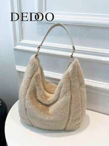Dedoo Bolsa de ombro feminina de pelúcia macia, elegante e de grande capacidade, com zíper, para outono e inverno, para trabalhadores de colarinho branco, perfeita para faculdade, trabalho, negócios, deslocamento, atividades ao ar livre, viagens, passeios, escritório, perfeita para trabalho, compras, para participar de jantares, eventos de moda e dar presentes a amigos - Multicolorido - Ver 13