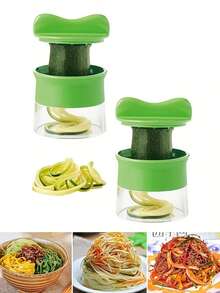 1 pieza/2 piezas Rallador espiral multifuncional de cocina, pelador y espiralizador rotativo de zanahoria y pepino, cortador de verduras, adecuado para restaurantes. Manual con cuchillas de acero inoxidable para rallar frutas, herramienta de cocina multifuncional, fácil de usar, diseño desmontable, adecuado para zanahorias, pepinos, patatas, etc., disponible en 4 temporadas, perfecto para regalos de Navidad, Halloween, Nochebuena, cumpleaños