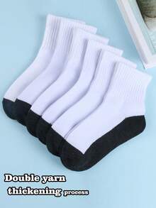 6 Pairs Thickened Classic Sports Style Student Socks, Versatile Suitable For Children In Autumn/Winter - Multicolor - View 2
