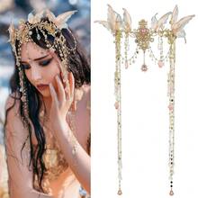 Renaissance Butterfly Elf Fairy Crown - Fairy Headband With Pink Butterfly Wings Elf Headpiece With Tassel Elven Tiara Wedding Renfaire Dress Up Cosplay Christmas Accessories For Women{"Color_name":"PinkButterflyFairyElfCrown"} - 粉紅蝴蝶仙子精靈皇冠 - 查看 3