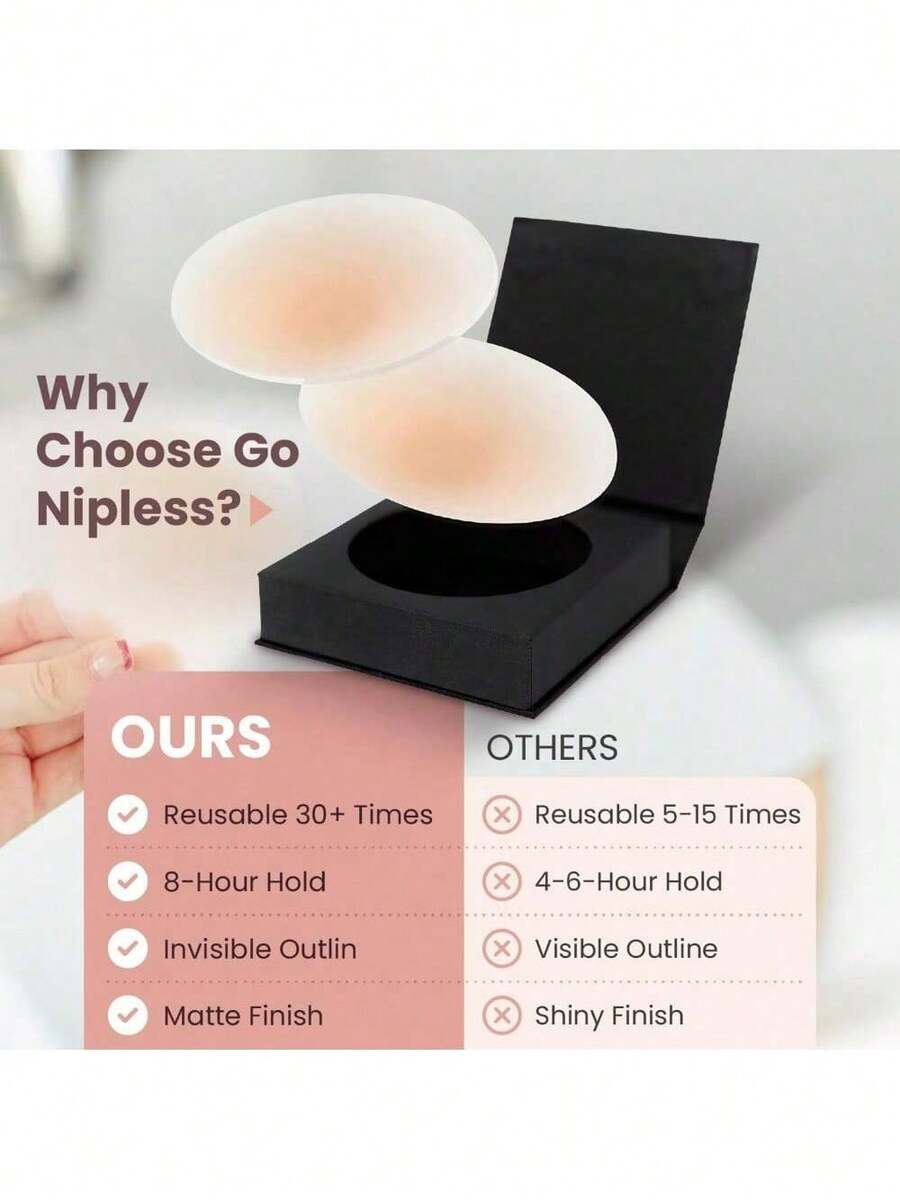 1 Pairs Nipple CoversGrippy Not Sticky Nipple Covers - Cakes Reusable Non Adhesive Nipple Pasties For Women - Silicone Bra Inserts - Creme - View 1