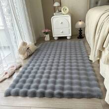 1 pièce Tapis de zone en fausse fourrure moelleuse, tapis décoratif doux et chaud de couleur crème, convient pour le salon, la chambre, le bureau, l'entrée