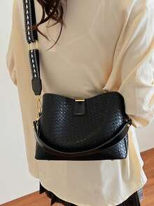 1 Stück Damen PU-Leder Geflochtene Umhängetasche, Kratzfest und Abriebfest, Leicht, Großer Stauraum, Geeignet für Camping, Einkaufen, Pendeln, Arbeit, Dates, Tägliche Reisen, für Damen