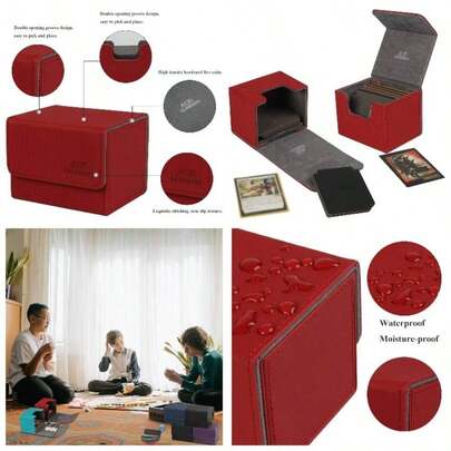 AEGIS Commander - Caja mgica para cartas coleccionables CCG TCG con capacidad para ms de tarjetas con funda de piel para tarjetas coleccionables, rojo