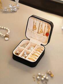 1 Piece Mini Jewellery Organizer, Portable Zipper Travel Jewellery Organizer Box, Ladies Gift Box, Multi-Functional Jewellery Display Rack, Suitable For Rings, Pendants, Earrings, Necklaces And So On. - Suitable Gift Box For Girls And Ladies, Halloween Gift Box, Christmas Gift Box.