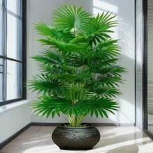 Artificial Areca Palm Plant, Natural Trunk And Real Touch Leaves, Fake Palm Tree With Stable Black Pot, Artificial Plant Suitable For Indoor And Outdoor Modern Decor, Housewarming Gift - Green - View 3