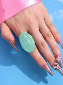 1 chiếc nhẫn nhựa màu trơn cá nhân hóa phóng đại, nhẫn acrylic thanh lịch cổ điển cho mùa hè - Nhiều màu - Xem 18