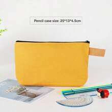 1pc Colorful Canvas Pencil Case, Zipper Style Hand-Held Makeup Bag, Organizing And Storing Stationery Bag, Multi-Color Pencil Case, Hand-Held Bag, Cosmetics Storage Hand-Held Canvas Bag, Simple And Portable,The Color Of The Handle Is Random