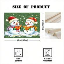 1pc/4pcs/6pcs/100pcs Christmas Reading Snowman Pattern Tableware, Heat-Insulating Tableware, Machine-Washable Polyester Tableware, Protective Tableware, Central Decoration, Daily Family Living Room Decoration, Suitable For Group Gathering Decoration - Multicolor - View 3