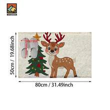 1pc/2pcs Christmas Deer With Tree Pattern Bathroom Anti-Slip Mat, Faux Cashmere Material, Plush Decoration Suitable For Bathrooms, Doorways, Kitchens & Festive Decorations, Machine Washable, Gift Idea