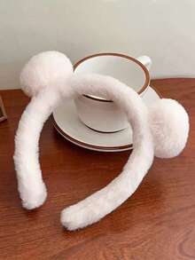 2 pièces/1 pièce Serre-tête mignon à oreilles de panda beige, accessoire de costume d'Halloween, de fête d'automne/hiver pour adultes et enfants, accessoire de cosplay