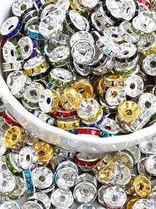 50/100/200Pcs 8mm Christmas Rhinestone Glass Spacer Beads For DIY Jewelry Making, Suitable For DIY Bracelets Necklaces And Craft Gifts, Christmas Gifts