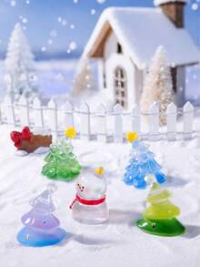 7 sztuk miniaturowych figurek bałwanków, choinka z żywicy, miniaturowe akcesoria do majsterkowania, mikrokrajobrazy, ozdoby świąteczne, dom, zimowe dekoracje na tort, domek dla lalek, ozdoba na tort w kształcie choinki, klej do kremu, DIY, żywiczne akcesoria, ozdoba świąteczna, idealna do każdego pokoju, idealna na Boże Narodzenie i Walentynki, dekoracje ogrodowe, dekoracje do akwarium