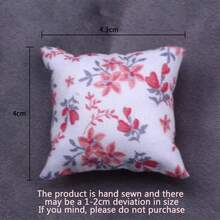 Bantal Dekoratif Miniatur Bermotif Bunga untuk Rumah Boneka, Aksesori Model Dekorasi Ruang Tamu Miniatur, Perlengkapan Dekorasi, dan Properti untuk Rumah Boneka. - Krem - View 3