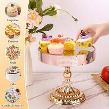 12 Pieces Gold Cake Stand Set, Vintage Cake Display Stand With And Cupcake Display Tray, Dessert Table Display Set Wedding Party Shower Anniversary Celebration - 金-E - 查看 4
