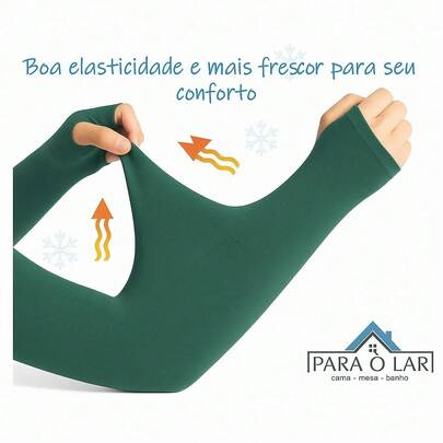 Kit 2 Pares Manguito Proteção Solar UV Fina Braço Seda Masculina Feminina Respirável 40cm