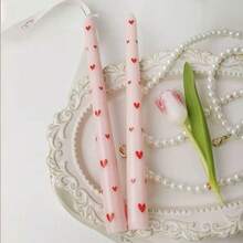 2pcs Printed Taper Candles - 9.84 Inches, Assorted Patterns, Suitable For Wedding Banquet Table Decor, Holiday Ambiance, Home Decor And Holiday Party Decoration - Multicolor - View 11