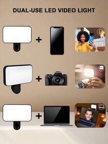 Portable Selfie Light Video Conference Lighting With Clip For Phone Camera, Clip On LED Light For Video Conference, 3 Lighting Modes, Rechargeable, Portable, Suitable For Laptops/Phones/Tablets/Zoom Call/Makeup Suitable For Selfies And Live Streaming, Portable Light,Take A Group Photo With Family And Children