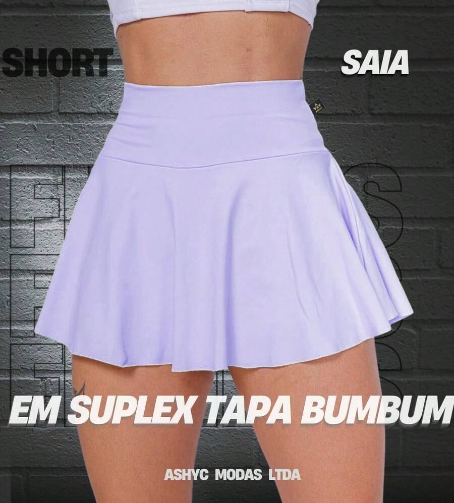 Women's Ruffled Skirt Shorts Suplex High Quality Butt Cover Gym Fitness - 紫丁香色 - 查看 1