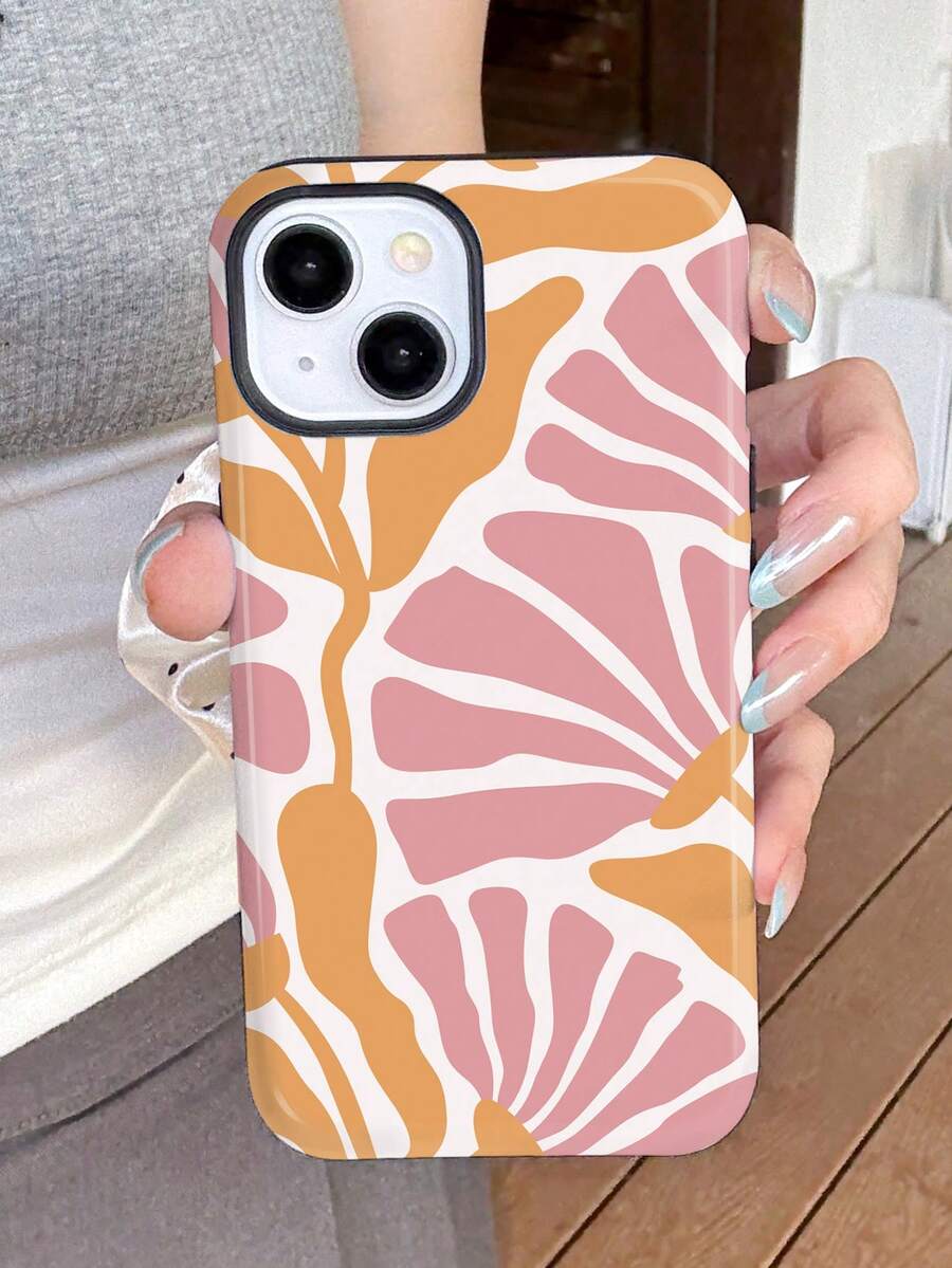 1件装简约艺术清新花卉图案亮面二合一Phirim全包硬壳手机壳，兼容三星/ 11/12/13/14/15/16/17 Pro Max - 彩色 - 查看 1