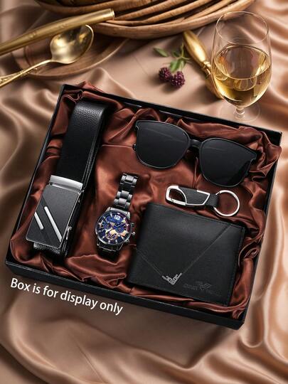 5 Stücke Herren Business Sport Lässig Uhr Set, modisch und schön, ein Muss für Männer, Alltagsgebrauch, Feiertagsparty, Geburtstagsgeschenk