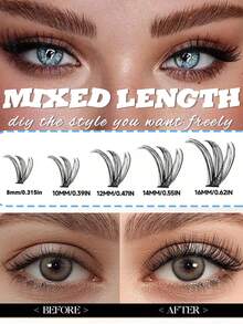 580-Piece D-Shaped, Large-Capacity Eyelash Kit; Includes 30D, 40D, 50D, 60D, 80D, And 100D Volume Lashes; For Natural-Looking Eye Makeup; 10-16mm Length, Mixed-Length, Waterproof Synthetic Mink Fiber; 3D Individual Lash Clusters; Easy To Carry, Reusable; Suitable For Daily Wear, Vacations, Everyday Makeup, Cosplay, Full Makeup Looks, And Daily Use; Eyelash Extensions, Individual Lashes, False Eyelashes.