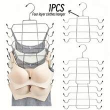 Stainless Steel 4-Layer Heavy Duty Hanger With Adjustable Non-Slip Pad And Space-Saving Design - Anti-Wrinkle Wardrobe Organizer Shirts, Dresses, Coats - Durable Metal Clothing Hooks Home And Retail Storage