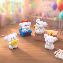 4 piezas de figuritas de cachorros lindos para decoración de fiesta de cumpleaños, accesorios DIY, ornamentos de escritorio para paisaje de micromundo, decoración interior de automóviles, decoración del hogar, decoración de suculentas para paisaje de micromundo, decoraciones DIY para casas de muñecas