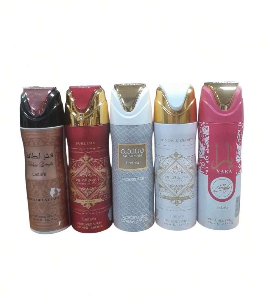 PACK OF 5 UNITS - DEODORANTS FOR WOMEN - MUSAMAM WHITE, FAKAR WHITE 200 ML, YARA CANDY 200 ML, BADEE RED, BADEE WHITE - LATTAFA SET OF 5 UNITS - Multicolor - View 1