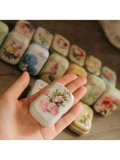 Vintage Floral Mini Tin Box Set, Metal Storage Tin For Jewelry And Small Accessories, Elegant Antique Style Keepsake Tin, Battery-Free, Suitable For Teens And Adults, Christmas Decor - Multiple Pieces Available (Random Styles)