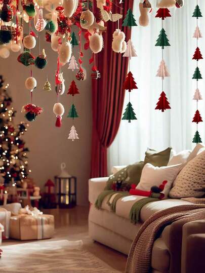 Christmas Decorations 3D Mini-Flag Christmas Tree Layout Indoor Scene Window Party Pendant Family Hanging Christmas Decorations Indoors And Outdoors. Christmas Decorations Home Christmas Gifts Christmas Decor