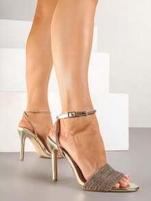 Sparkly Heeled Sandals Women's Evening/Party Summer - Gold - View 4