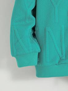Set de 2 piezas Chaqueta con capucha con cremallera y pantalones de unicolor casual para niños, primavera/otoño - Agua verde azul - Ver 7