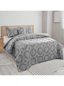 5-Piece Comforter Set – Lux Decor Collection – Lightweight Microfiber With Plush Texture – Opulent Design – All-Season Warmth – Elegant Bedding With Pillow Shams & Bed Skirt – Cozy Comforter, Elegant Bedding Set, Luxury Bedroom Essentials, Valentine's Day Romantic Bedroom, Spring Bedding Set, Complete Bed In A Bag, Matching Decor, Elegant Design, Luxury Look, Gift Set Idea, Guest Bedroom Ready, Modern Bedroom Style, Easy Bedroom Refresh, All-Inclusive Bedding, Daily Living, Home Comfort, Family Choice - Màu xám Aztec - Xem 10